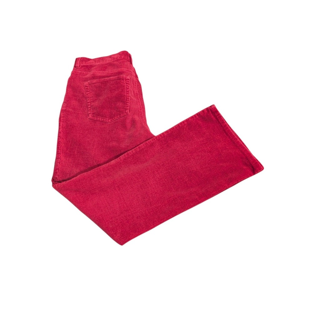 Chaps Womens Red Corduroy Pants Straight Leg Mid Rise Stretch Size 10